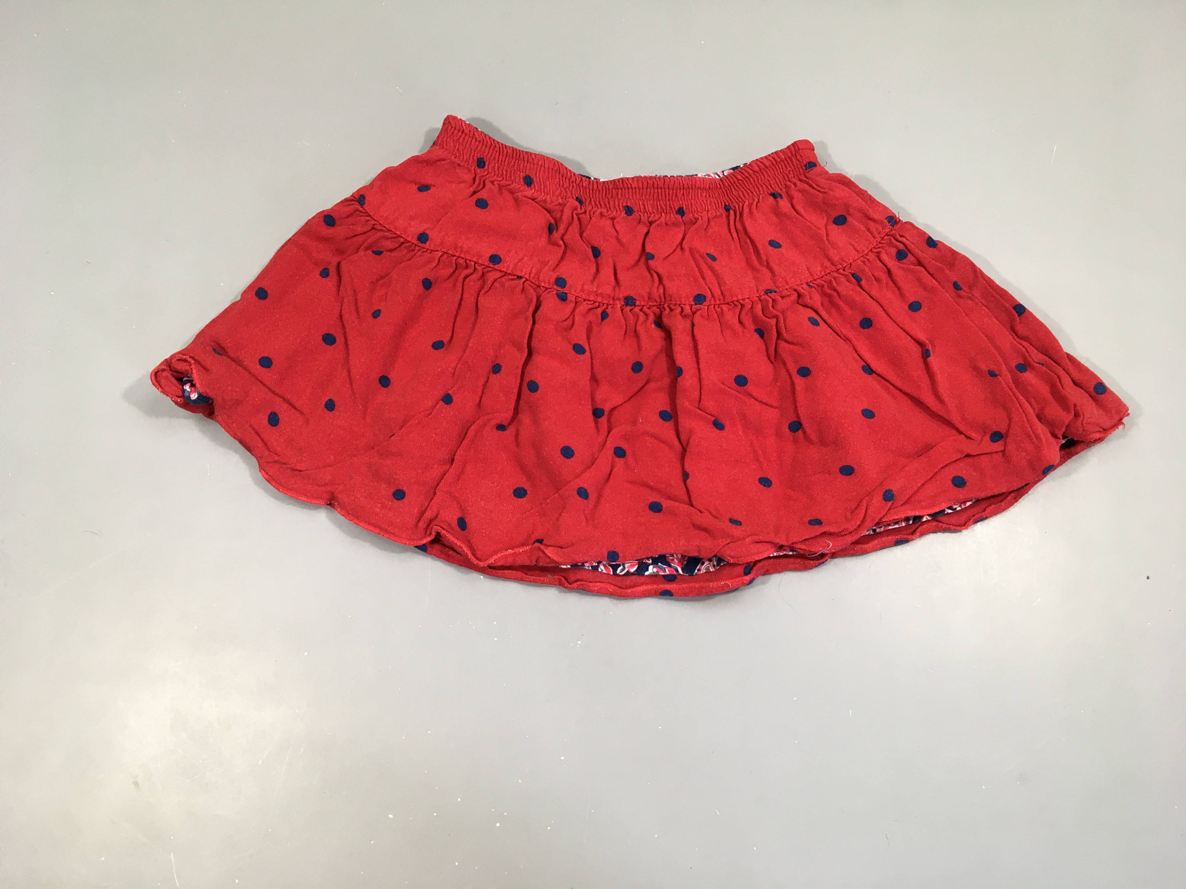 Jupe rouge pois bleus