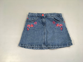 Jupe en jean broderies fleurs