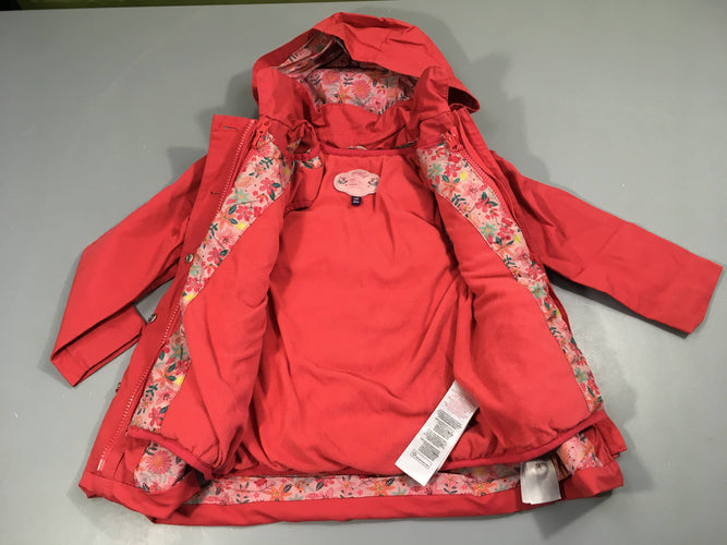 Manteau 2en1 à capuche rose doublure bodywarmer matelassé, moins cher chez Petit Kiwi