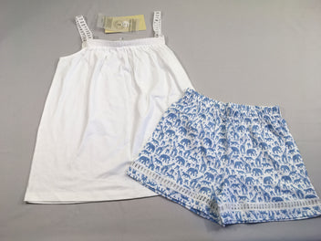 NEUF pyjashort blanc/bleu animaux