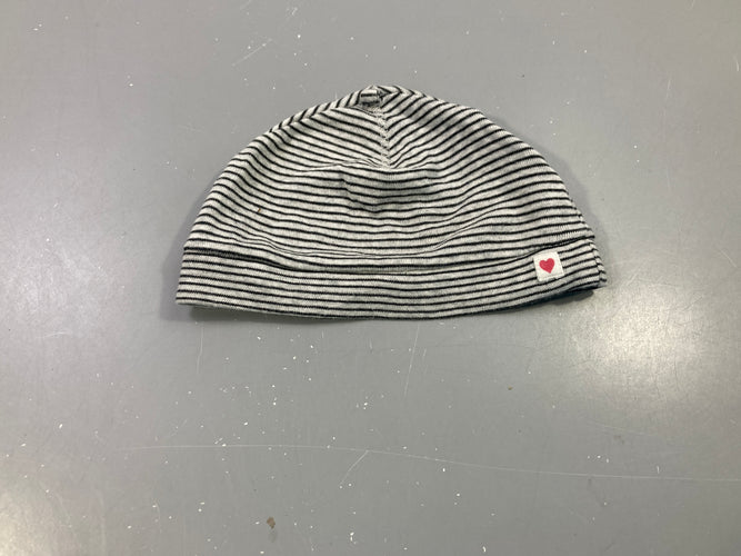 Bonnet jersey rayé gris cœur, moins cher chez Petit Kiwi