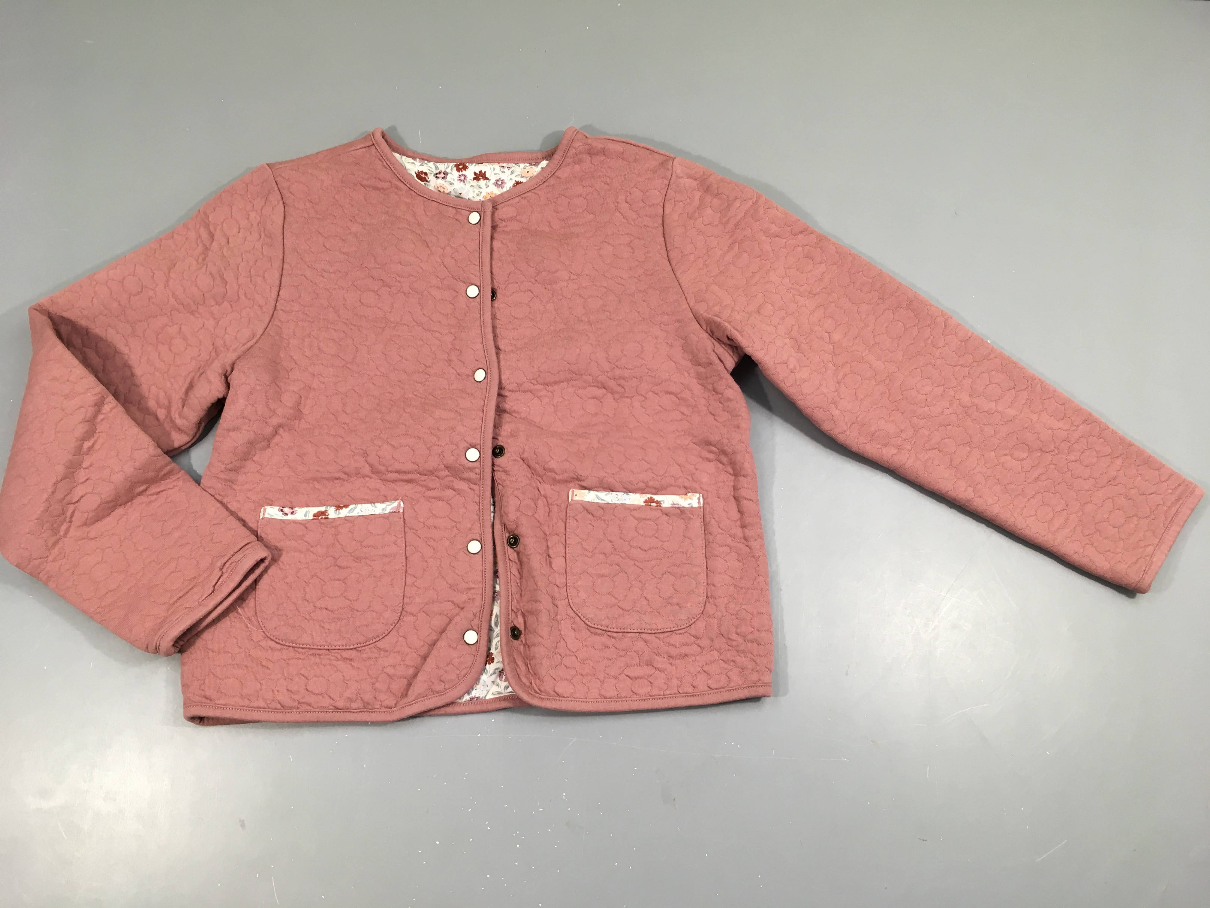 Sweat à pressions réversion vieux rose/blanc fleuri