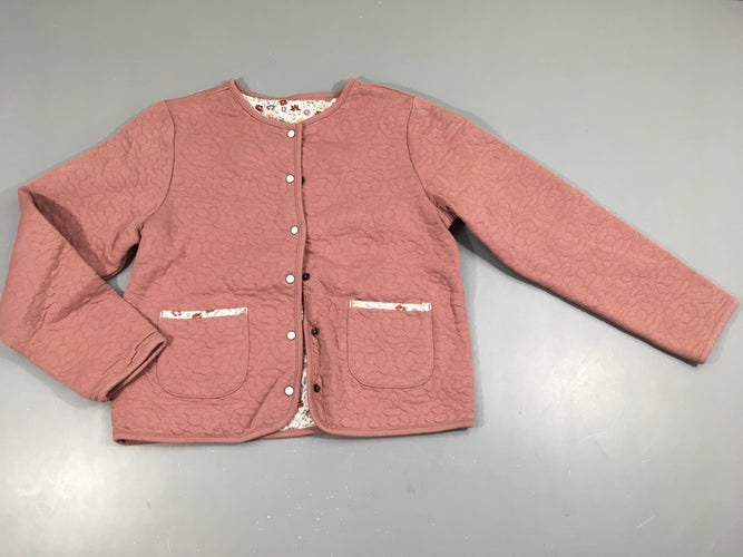 Sweat à pressions réversion vieux rose/blanc fleuri, moins cher chez Petit Kiwi