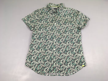 Chemise m.c à revers feuillage vert