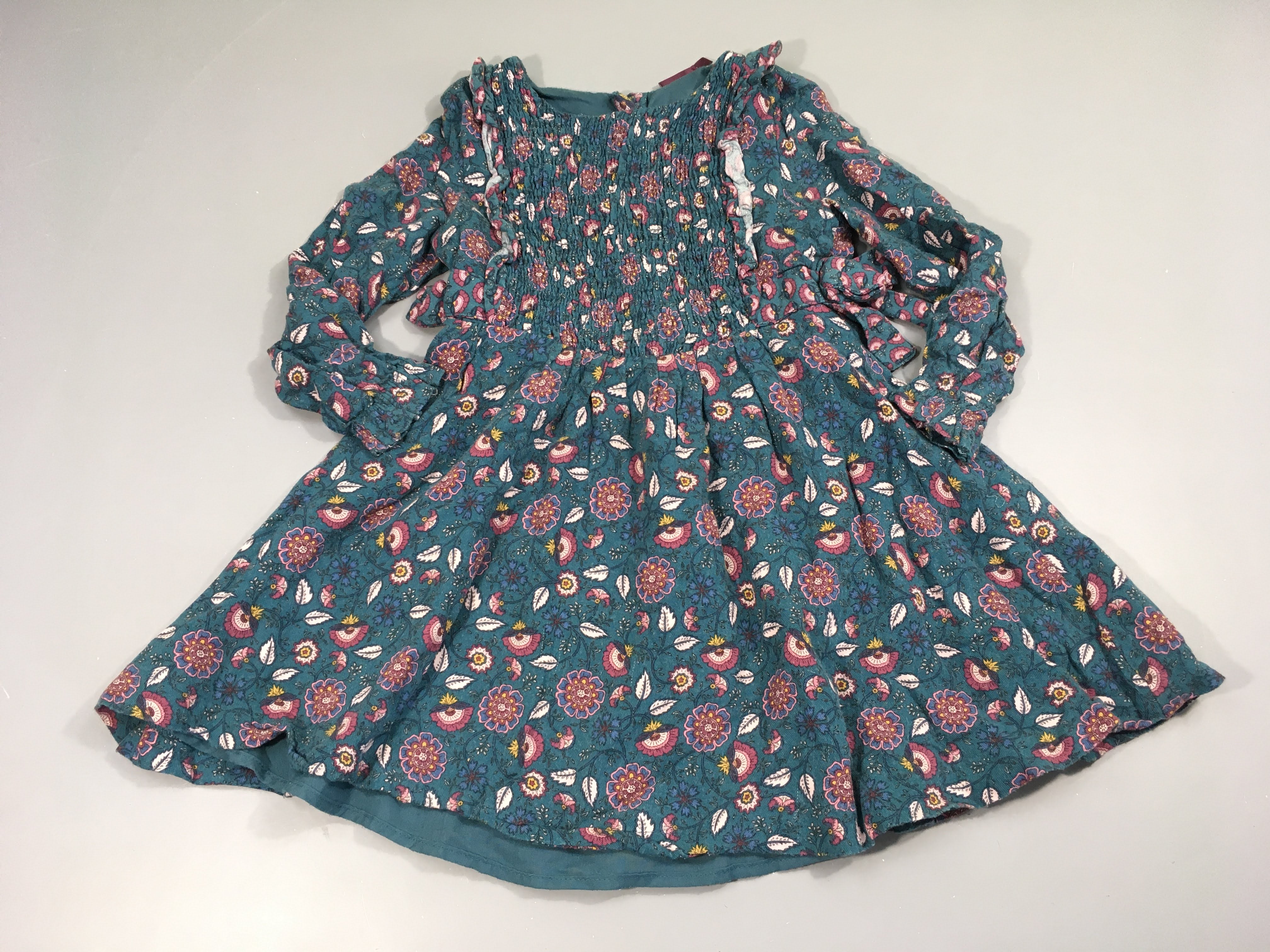 Robe m.l bleu fleurs s.mocks