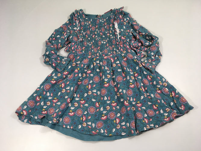 Robe m.l bleu fleurs s.mocks, moins cher chez Petit Kiwi