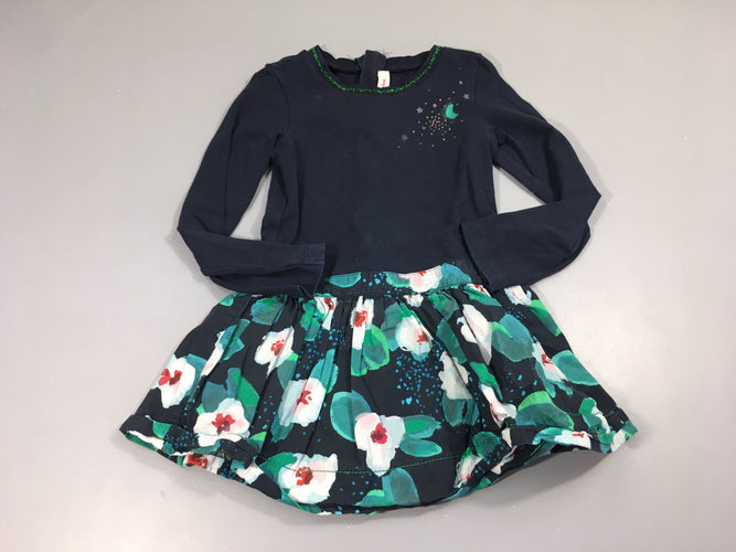 Robe m.l jersey bleu marine lune bas coton, moins cher chez Petit Kiwi