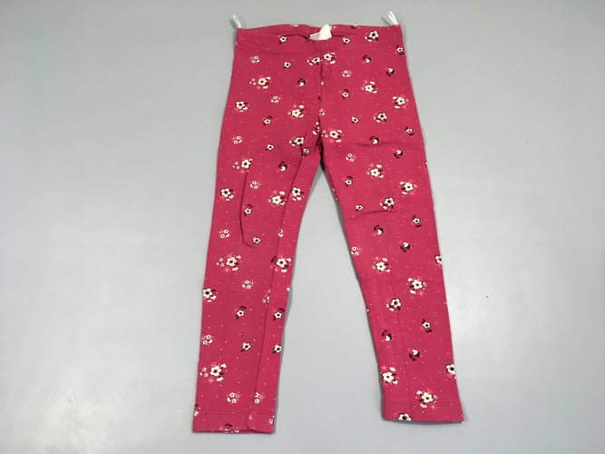 Legging épais rose fleuri, moins cher chez Petit Kiwi