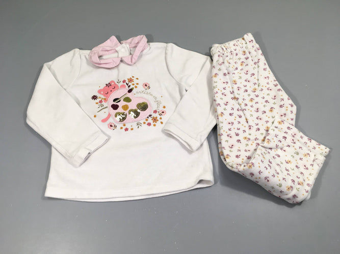 Pyjama 2pcs velours bleu peinture, moins cher chez Petit Kiwi