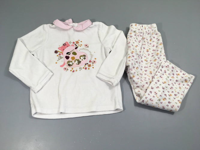 Pyjama 2pcs velours bleu peinture, moins cher chez Petit Kiwi