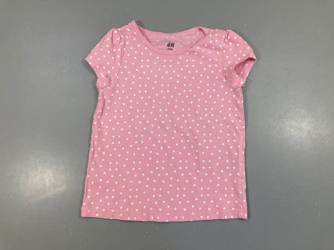 T-shirt m.c rose coeurs blancs, moins cher chez Petit Kiwi