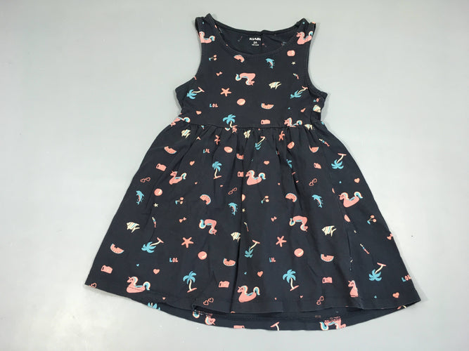 Robe s.m jersey bleu foncé motifs été, moins cher chez Petit Kiwi