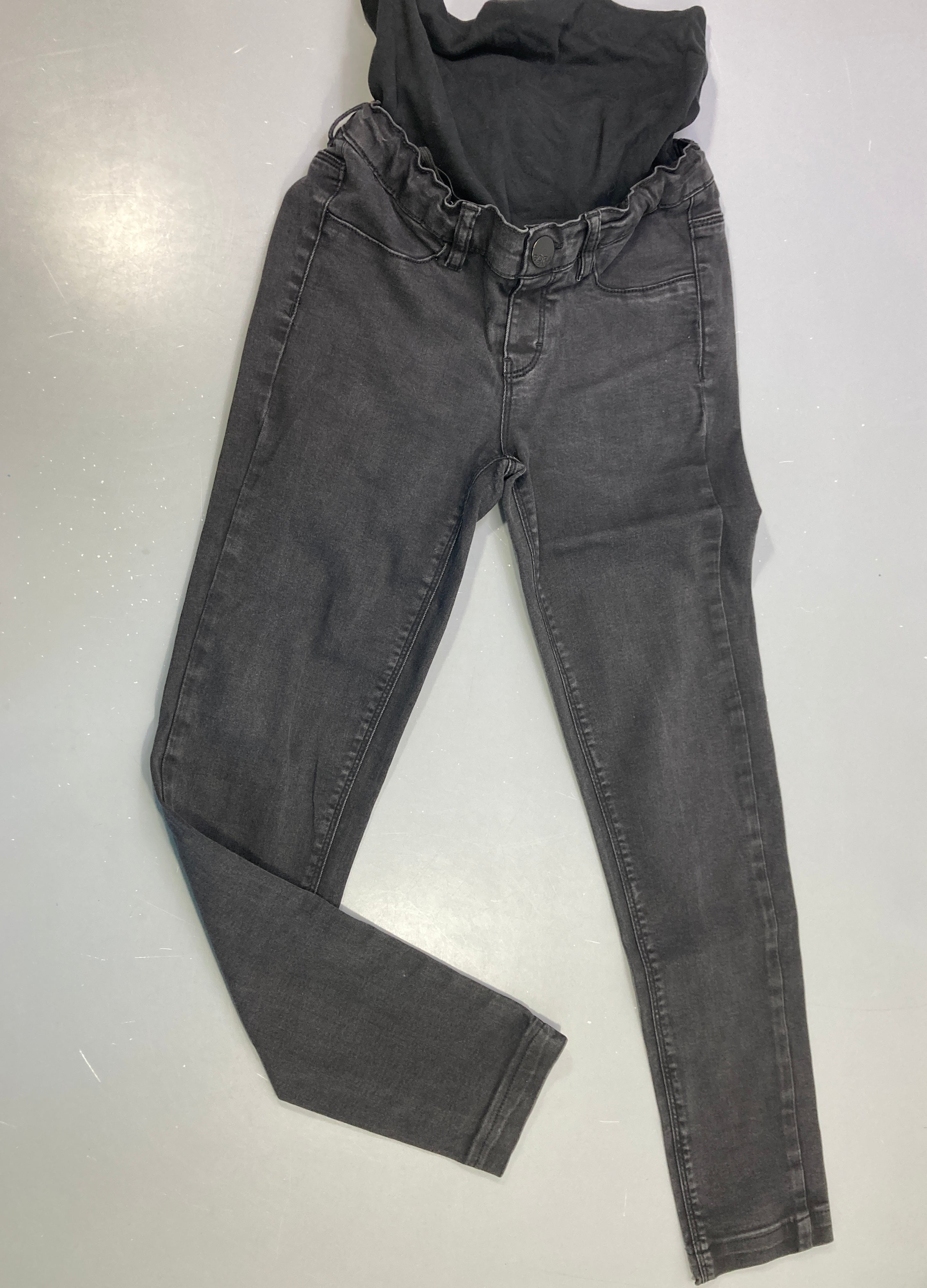 Jean skinny grossesse denim gris bandeau ventre noir