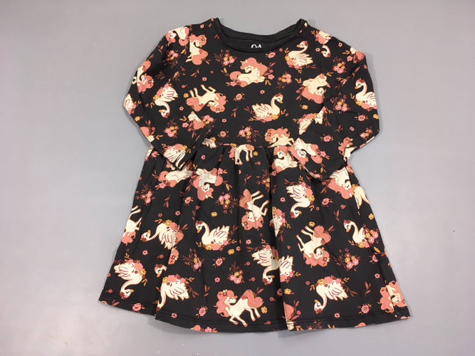 Robe m.l jersey gris foncé licornes, moins cher chez Petit Kiwi