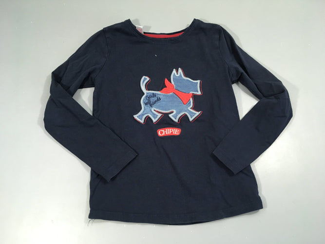 T-shirt m.l bleu marine chien, moins cher chez Petit Kiwi