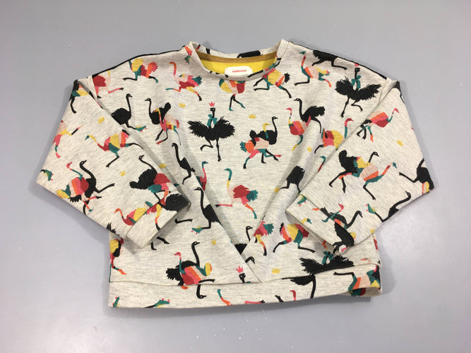 Sweat gris chiné autruches, légèrement décoloré, moins cher chez Petit Kiwi
