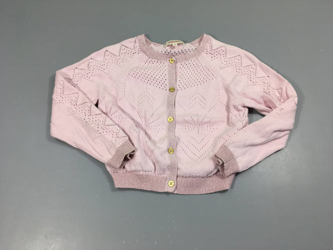 Gilet fin rose ajouré, moins cher chez Petit Kiwi