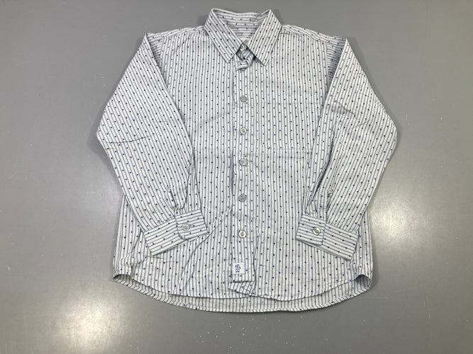Chemise m.l bleu clair lignées motifs mauves, moins cher chez Petit Kiwi