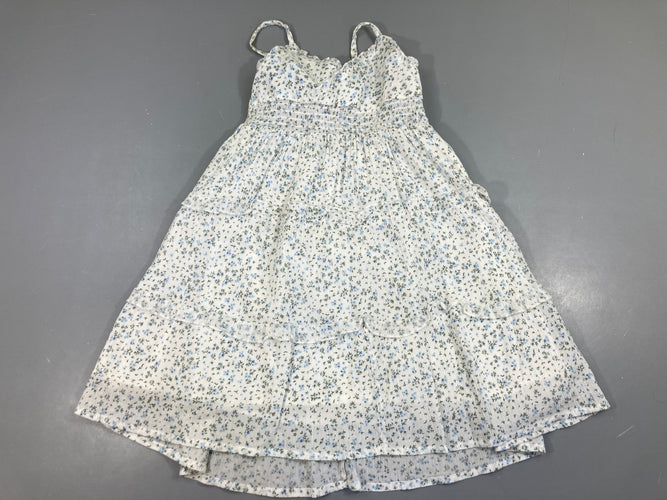 Robe fines bretelles blanche fleurs bleues, moins cher chez Petit Kiwi