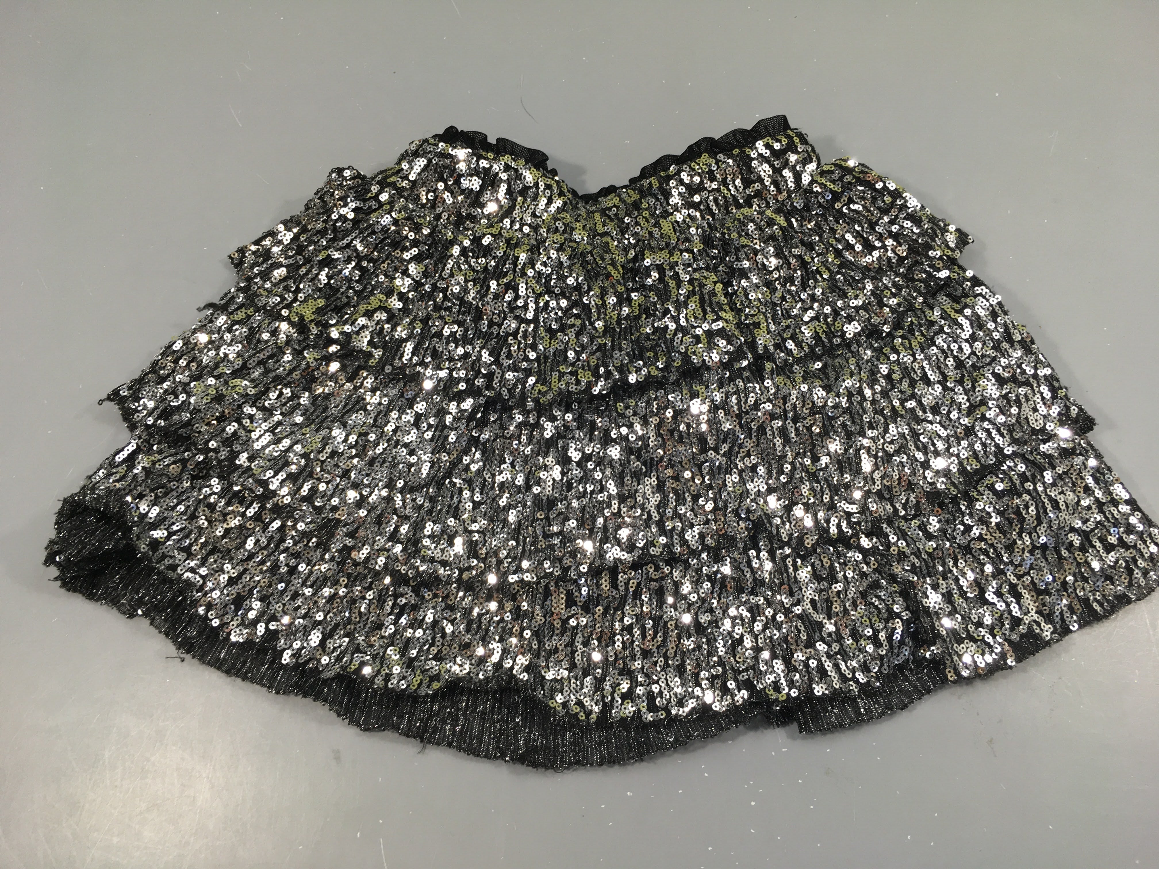 Jupe à volant sequins argenté