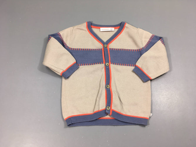 Gilet bleu beige corail, moins cher chez Petit Kiwi