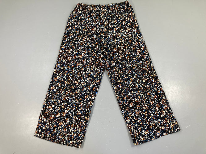 Pantalon fluide large noir fleurs, moins cher chez Petit Kiwi