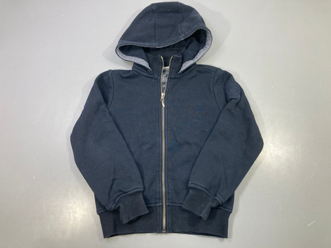 Sweat zippé bleu marine à capuche, légèrement bouloché, moins cher chez Petit Kiwi