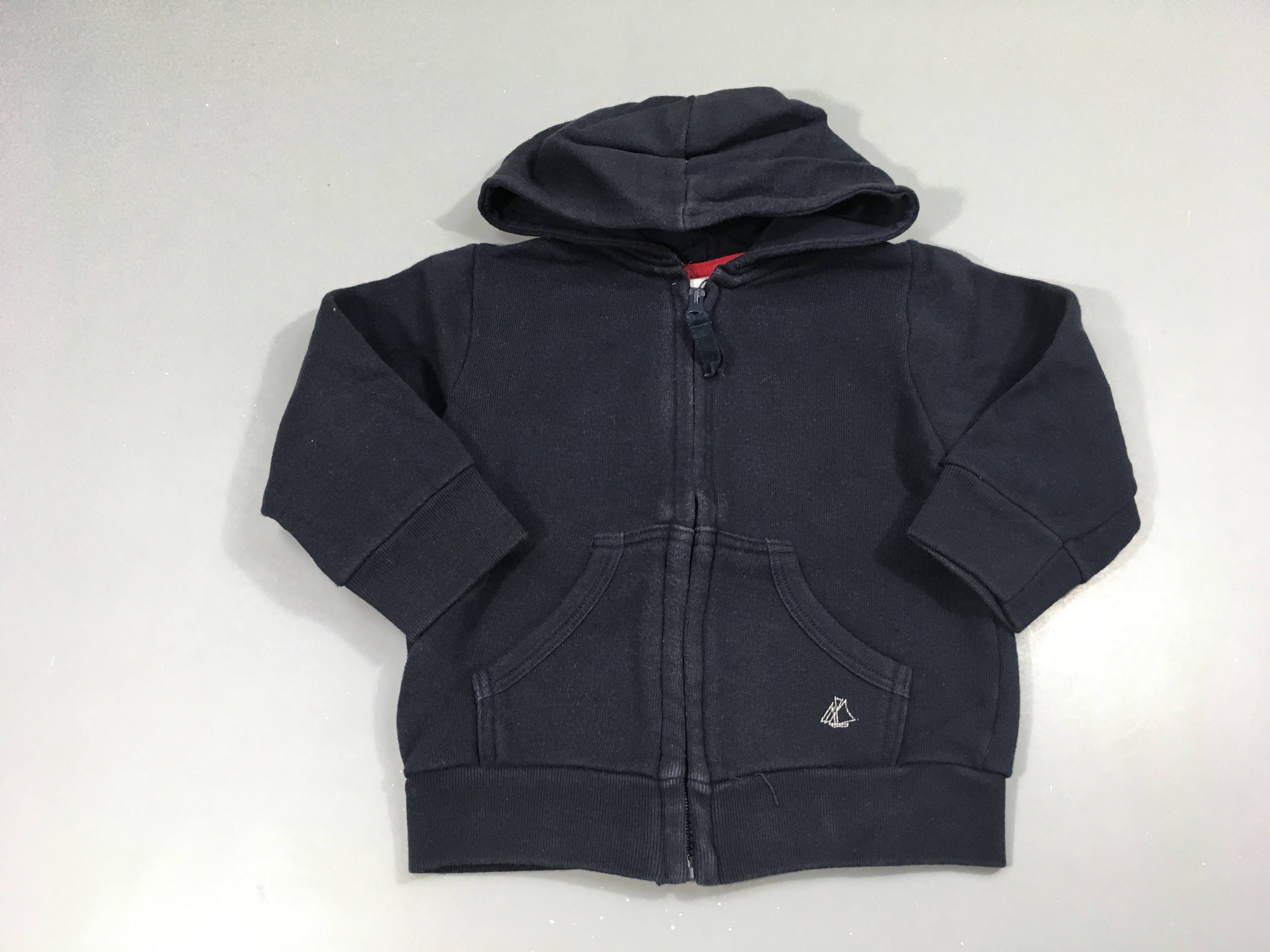 Sweat zippé à capuche bleu foncé