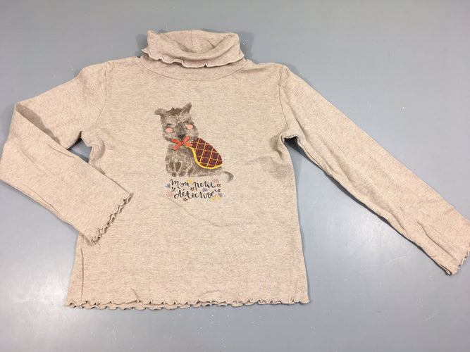 T-shirt m.l col roulé beige chien, moins cher chez Petit Kiwi