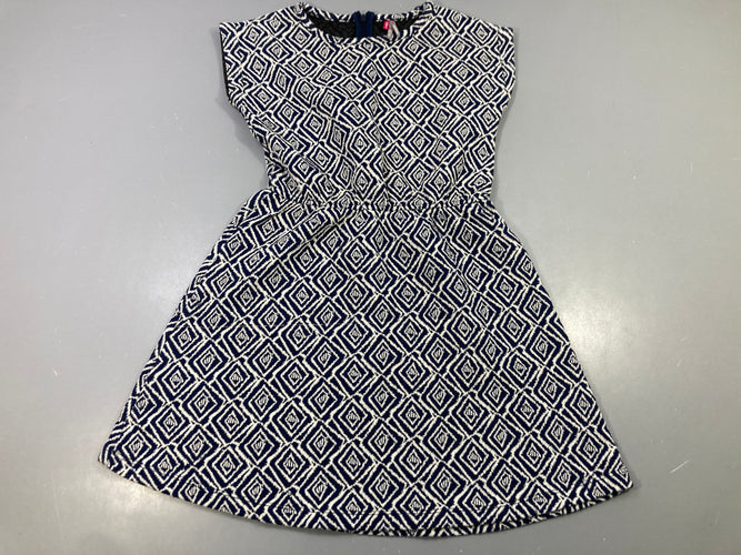Robe m.c bleu foncé motifs géométriques blanc, moins cher chez Petit Kiwi