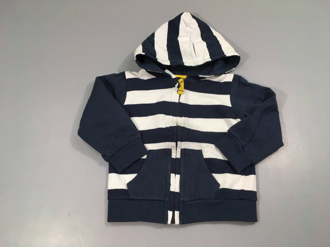 Sweat zippéà capuche blanc-bleu, moins cher chez Petit Kiwi