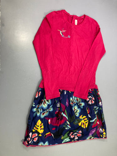 Robe jersey m.l rose bas bleu fleurs, moins cher chez Petit Kiwi