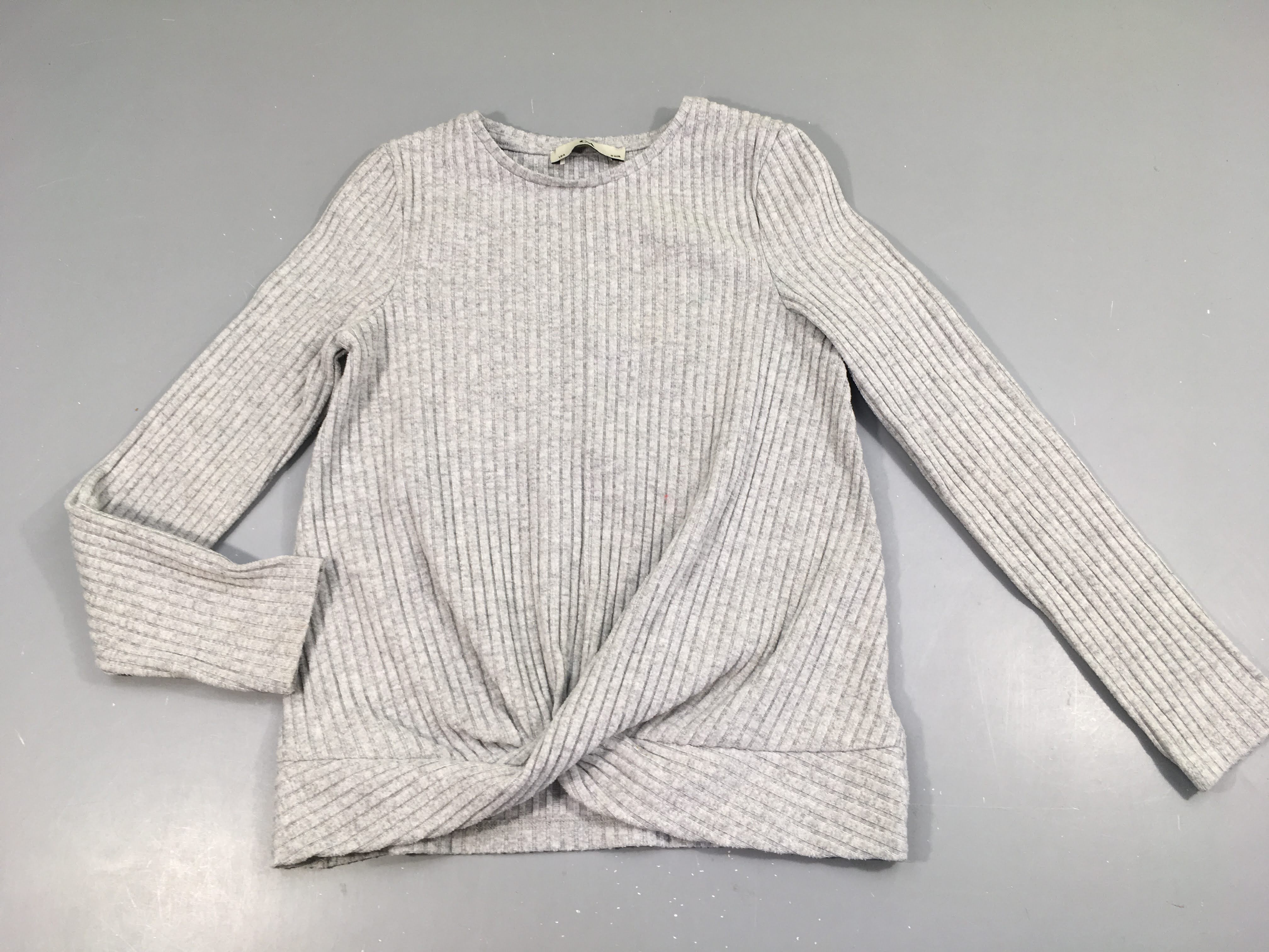 T-shirt m.l côtelé gris-bas manche taché