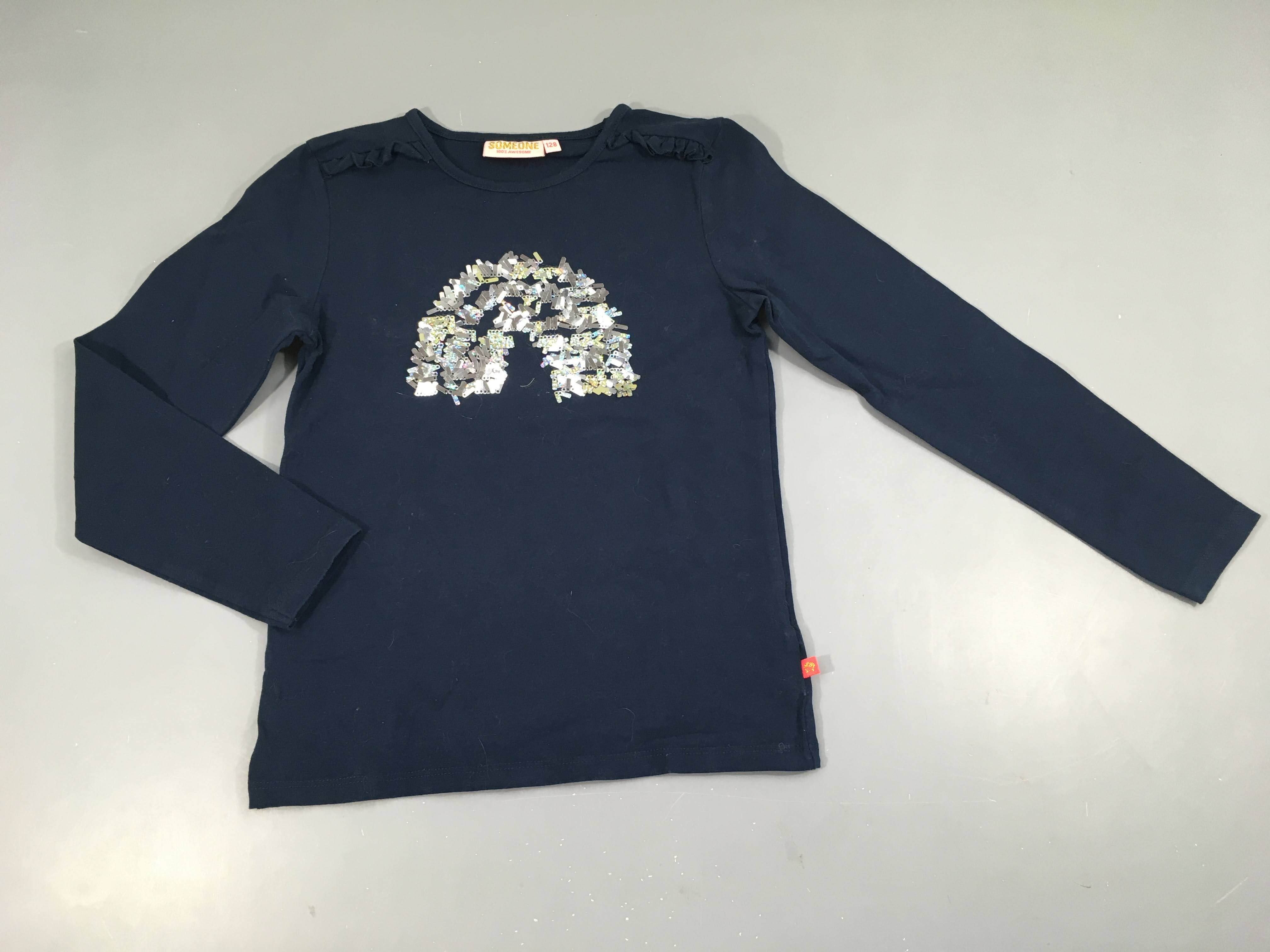 T-shirt m.l bleu foncé sequins argentés