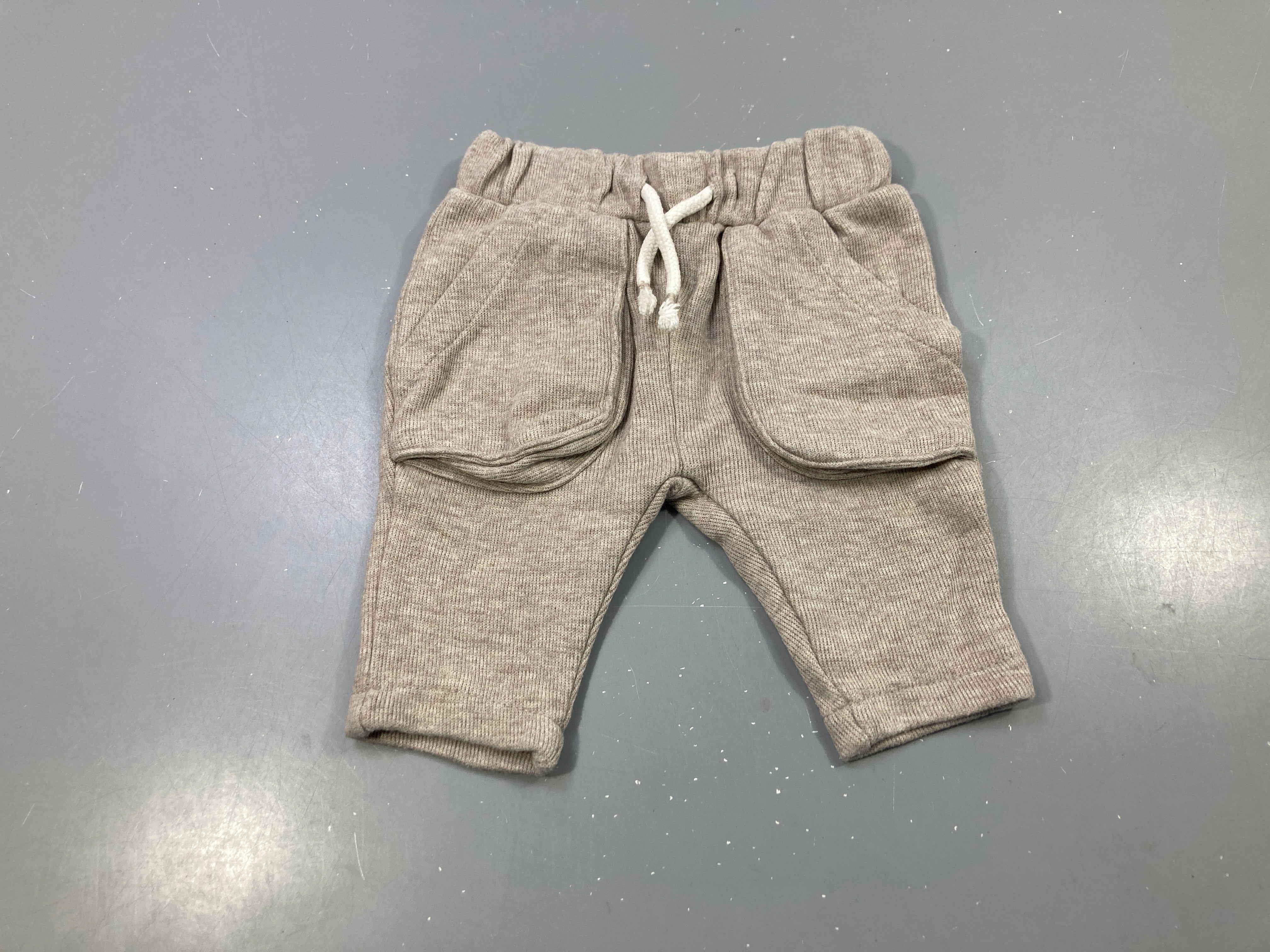 Pantalon côtelé beige chiné poches larges, cordon