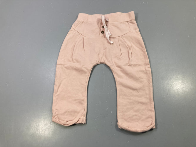 Pantalon molleton rose pâle boutonné poches, cordon, moins cher chez Petit Kiwi