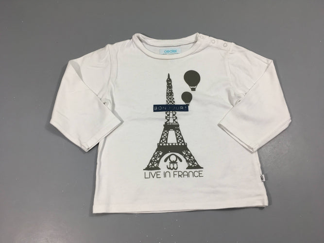T-shirt m.l blanc Bonjour! Paris, moins cher chez Petit Kiwi