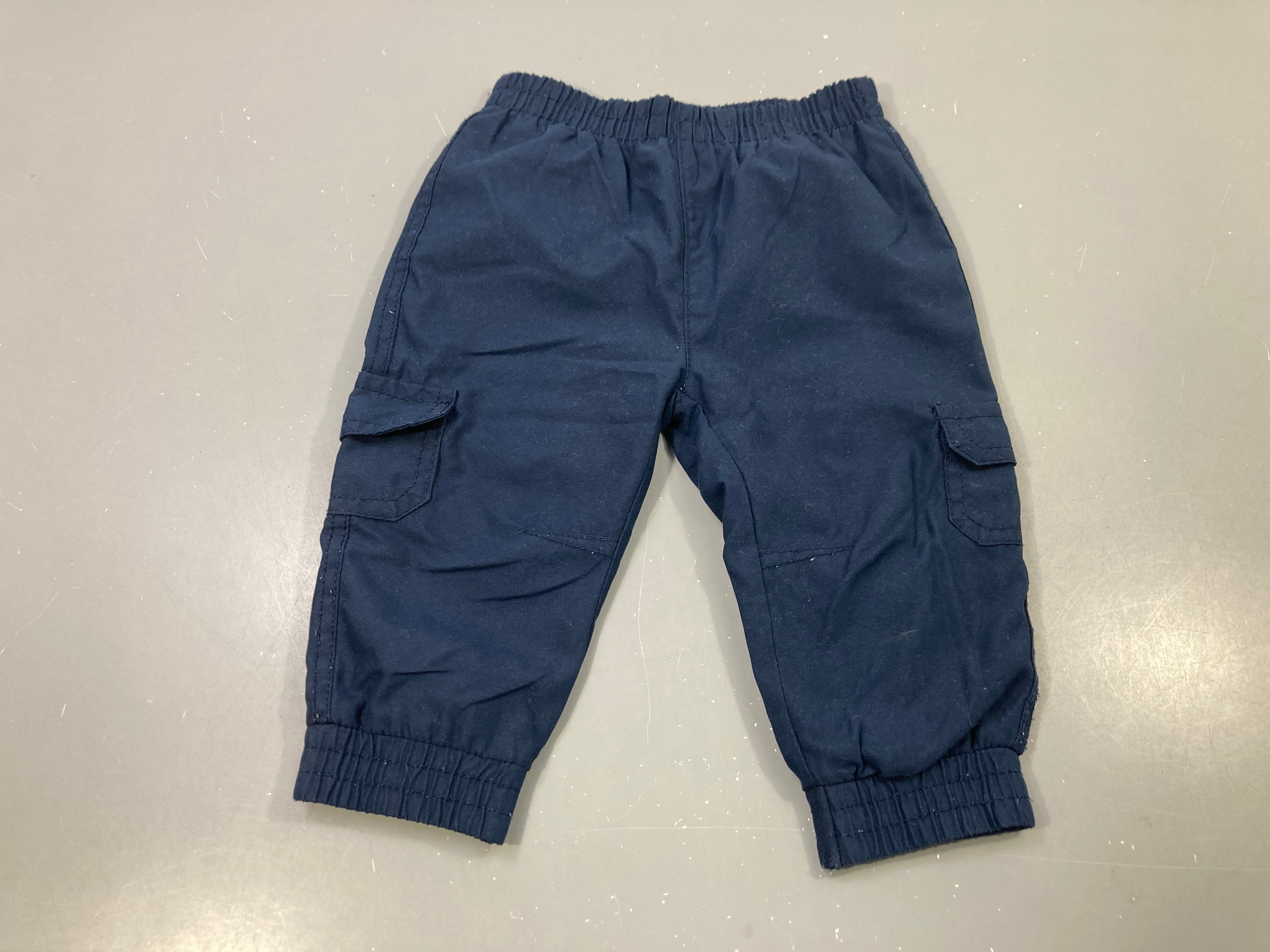 Pantalon souple marine cargo poches taille élastique