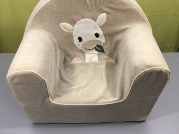 Fauteuil gris/beige girafe, housse trouée et tachée