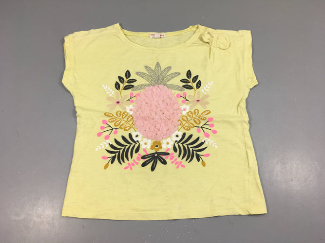 T-shirt m.c jaune fleurs texturée, moins cher chez Petit Kiwi
