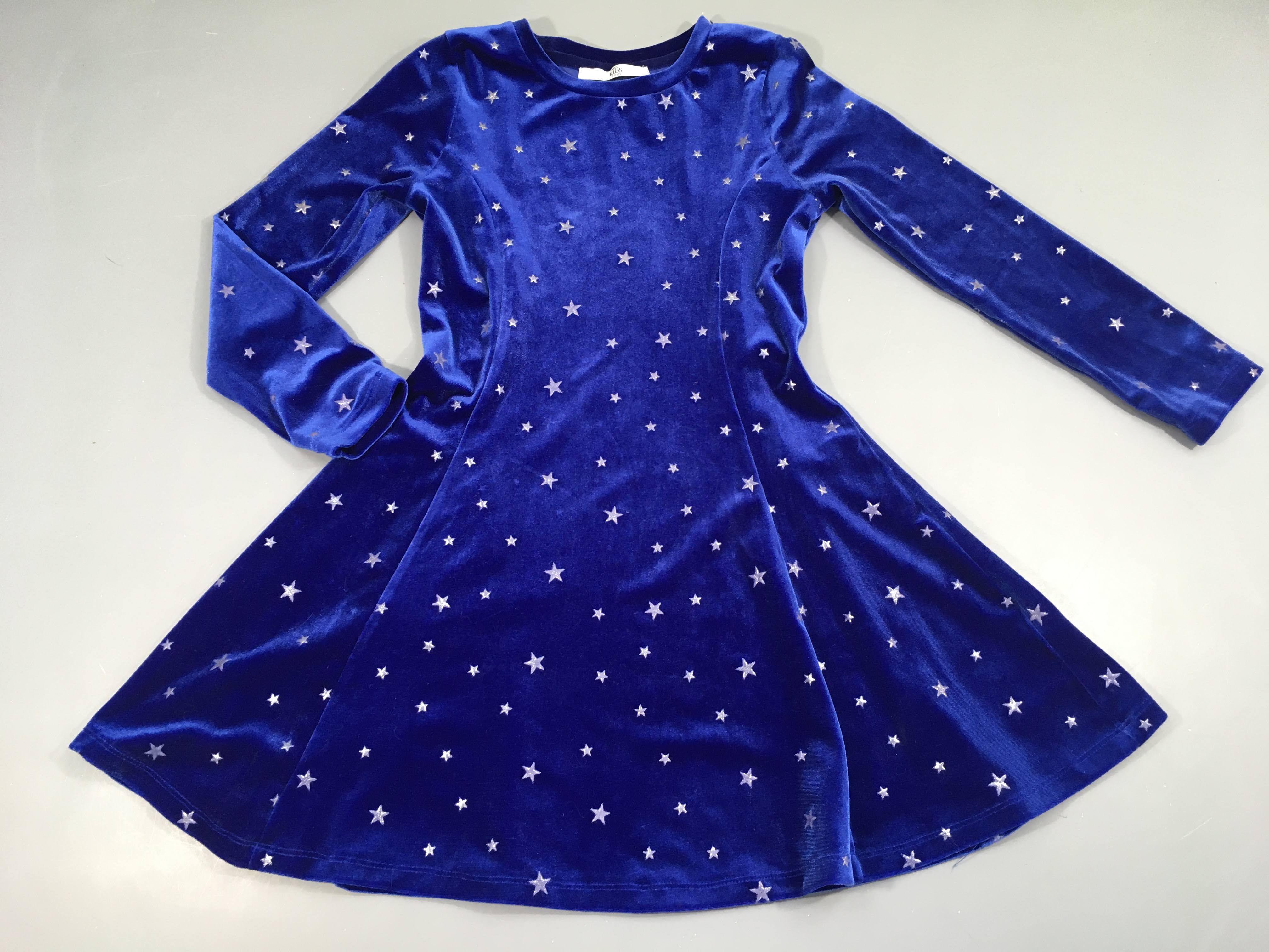 Robe m.l velours bleu étoile argentée
