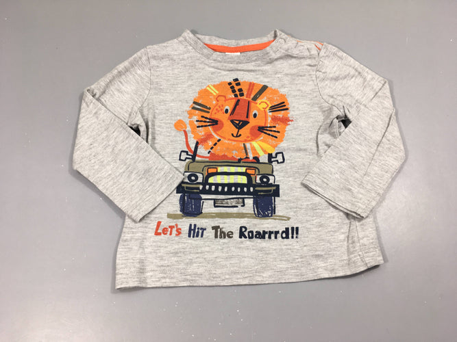 T-shirt m.l gris chiné Lion, moins cher chez Petit Kiwi