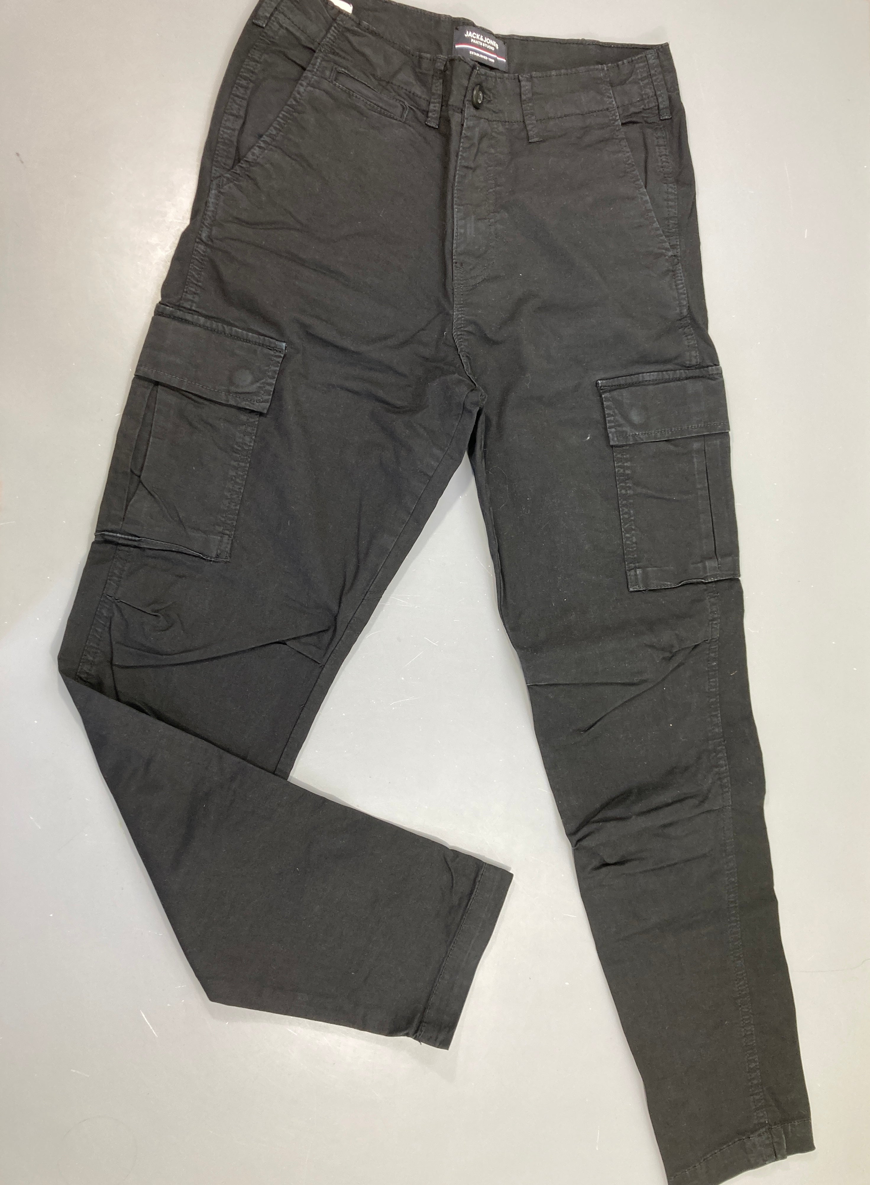 Pantalon cargo toile noir Loose, 29-32