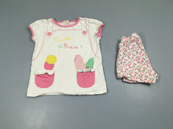 Pyjashort 2pcs jersey blanc/rose Vanille