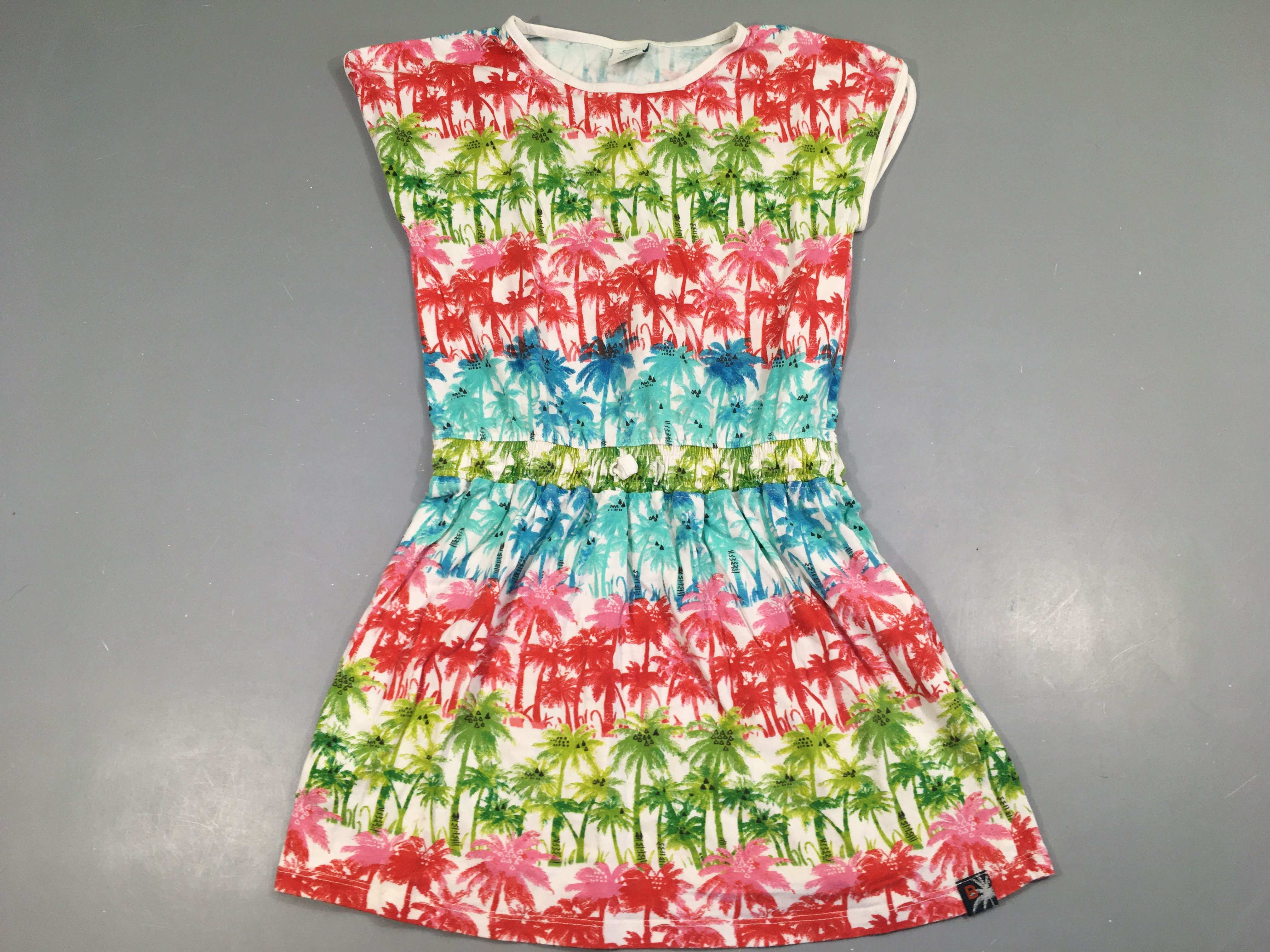 Robe m.c jersey blanc palmier rouge-vert-bleu