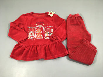 Pyjama 2pcs velours rouge Noël
