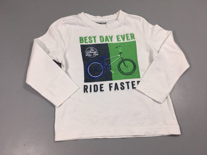 T-shirt m.l blanc vélo, moins cher chez Petit Kiwi