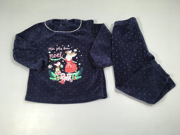 Pyjama 2pcs velours bleu foncé Noël