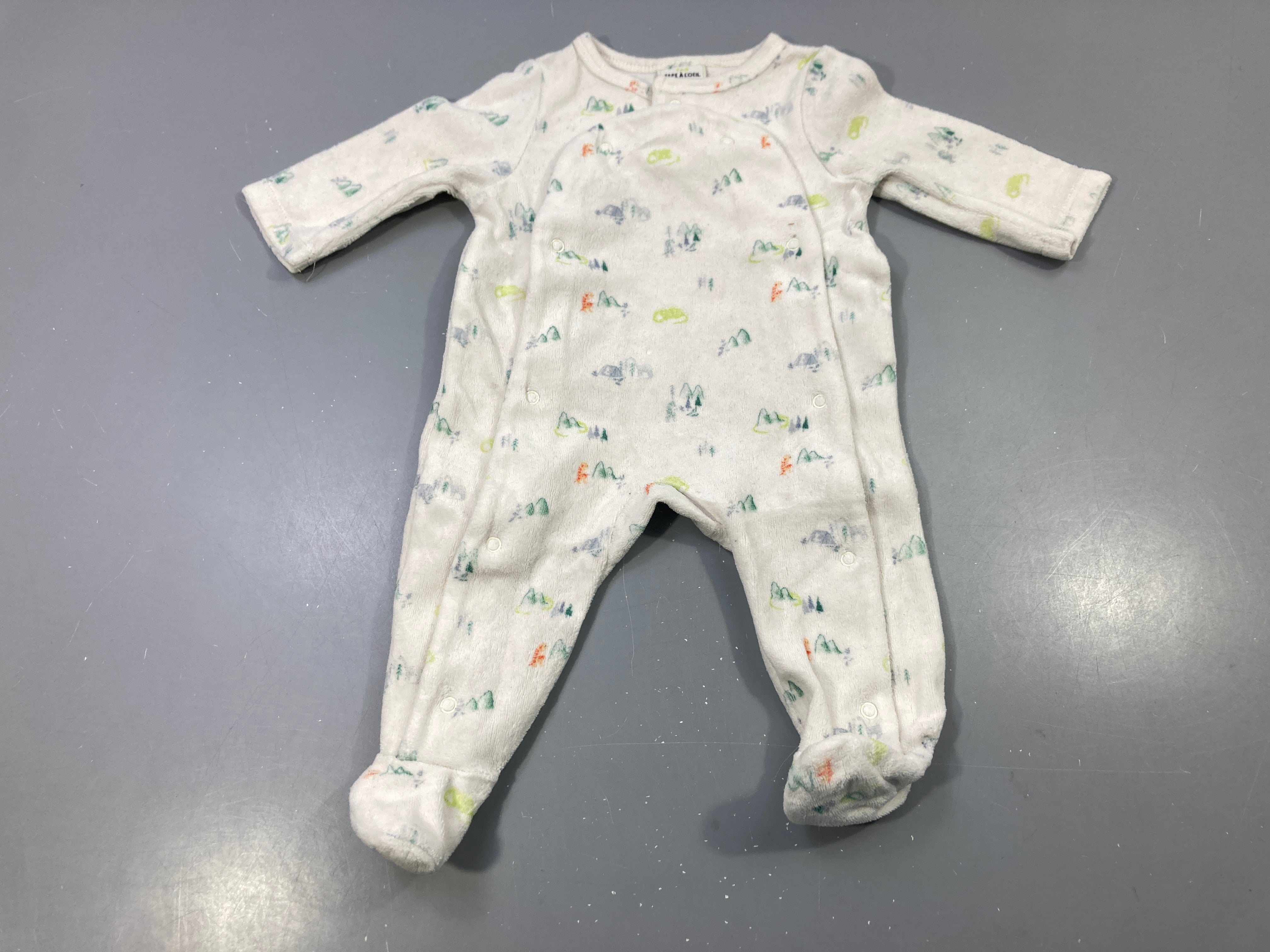 Pyjama velours écru imprimé animaux forêt