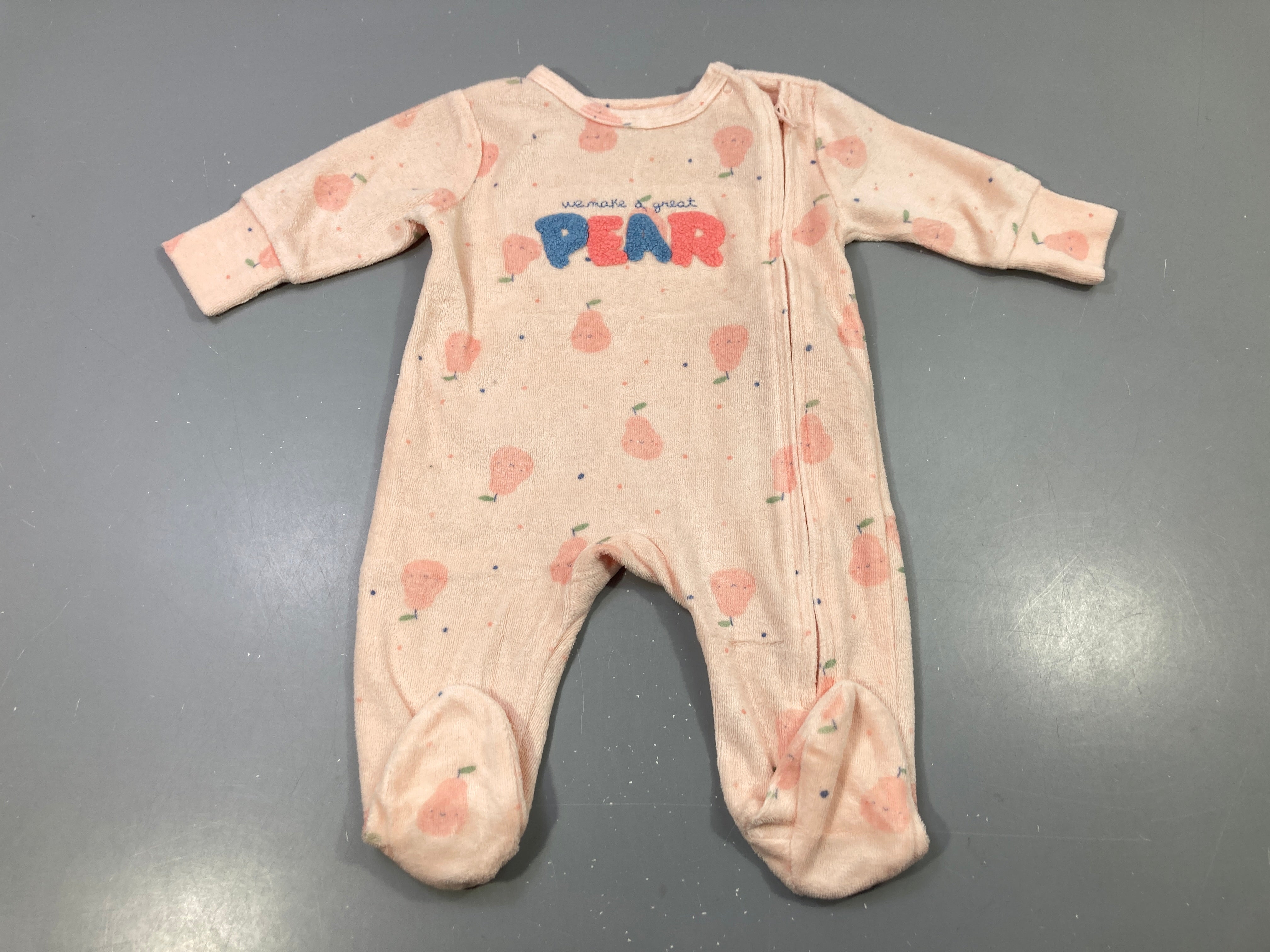 Pyjama velours pêche brodé PEAR poires